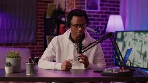 Man Broadcasting at Home Media Setup