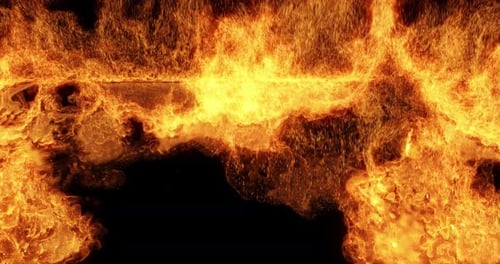 Floor on Fire loop. flames and embers burning fuel in high heat.