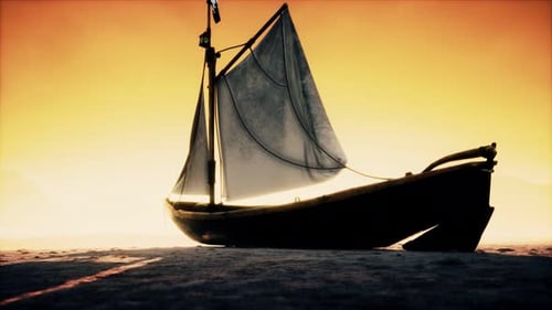 Bateau de pêche ou de pêcheur abandonné dans le désert