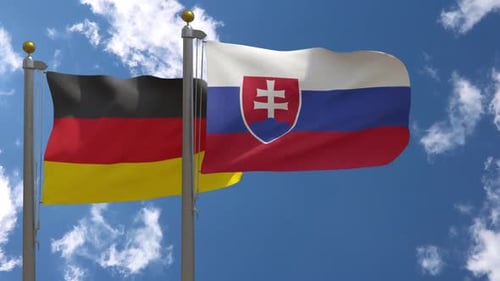 Animation of Waving German and Slovakian Flags