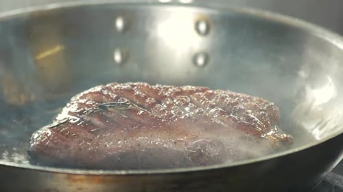 Frying Duck Breast Close Up