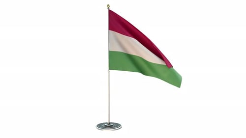 Realistic Hungarian Flag Waving on a Pole
