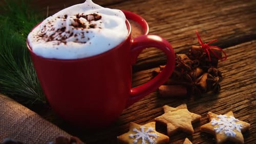 Hot Cocoa with Star Cookies for Winter Holiday