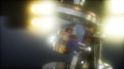 Bright Microscope Zoom In with Lens Flare