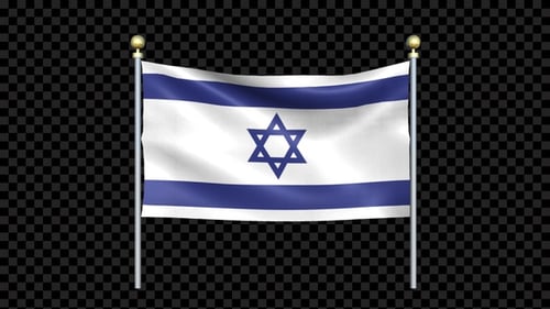 Waving Flag of Israel on Pole with Alpha Channel
