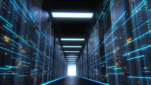 Futuristic Data Center Server Room Animation