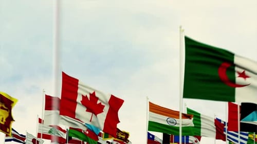 International Flags Waving with Central Nation Focus Reveal