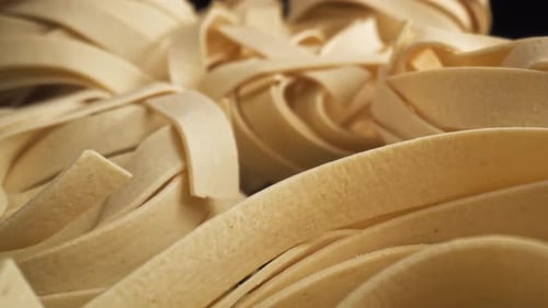 Close Up of Dry Pasta Fettuccine Nests