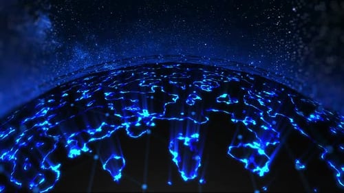Futuristic Digital Earth Network Loop Animation Background
