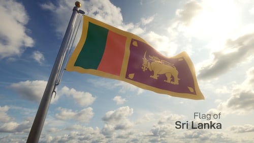 Sri Lanka National Flag Waving Proudly in a Bright Sky