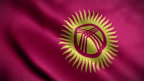 Waving Flag of Kyrgyzstan Realistic Fabric Motion