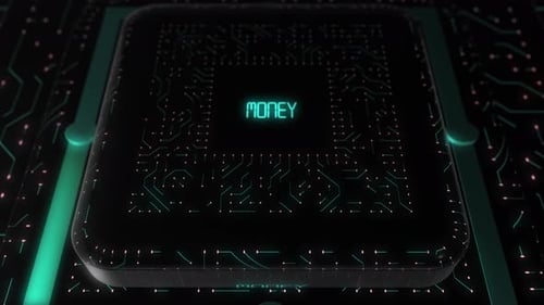Digital Chip Reveal with Glowing Circuit Board Animation