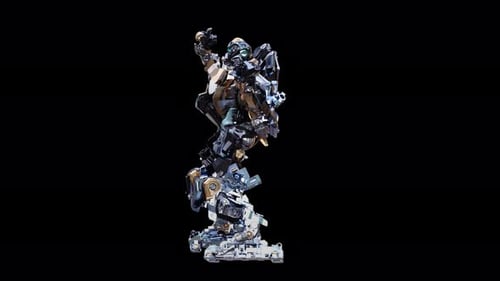 Futuristic Metallic Robot Performs Energetic Dance Animation