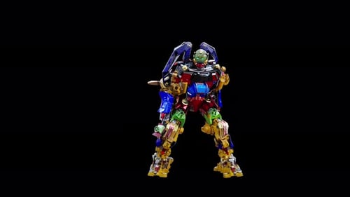 Dancing Colorful Robot Character with Smooth Moves