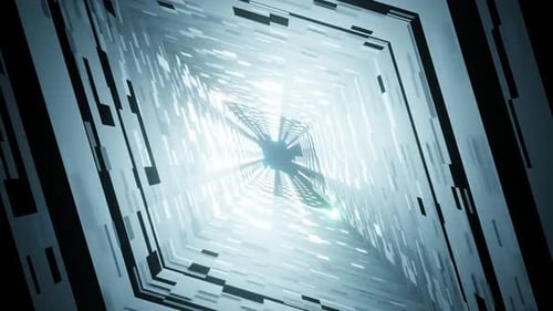 HD Flight in abstract sci-fi tunnel seamless loop. Futuristic motion graphics
