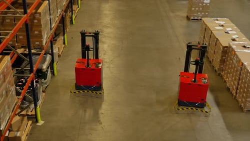Automated Forklifts in Warehouse Interior