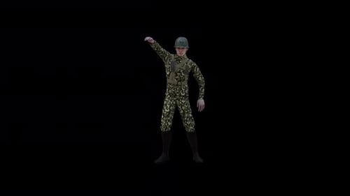 3D Animated Soldier in Camouflage Performing Combat Movements