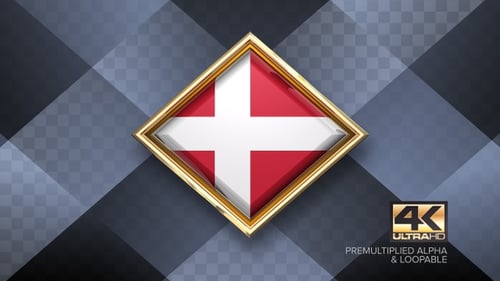 Rotierende Plakette mit dänischer Flagge, 4K, Looping mit