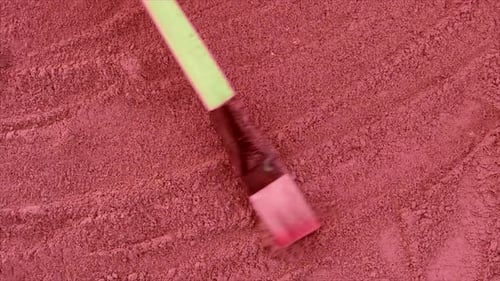 Pink Powder with Brush Overhead View