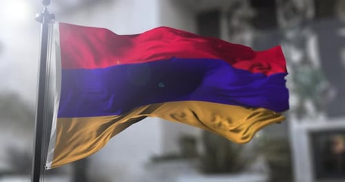 Armenian Flag Waving in Slow Motion