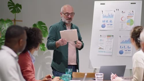 Business Presentation with Charts in Modern Workplace