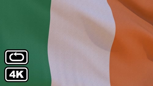 Realistic Waving Irish National Flag Animation