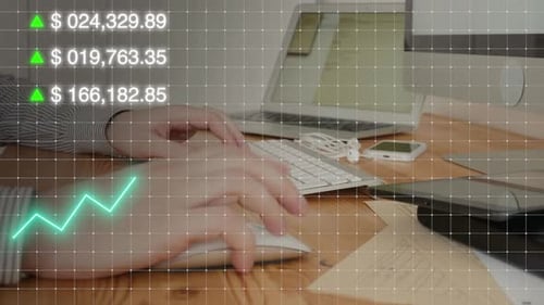 Graphic Animation Motion Design Project Manager Working on Computer Analyzing Statistics on Screen