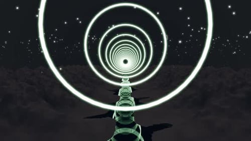 Flight in abstract sci-fi tunnel seamless loop. Futuristic motion graphics, high tech background