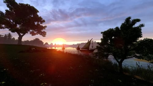 Fishing boats on the lake