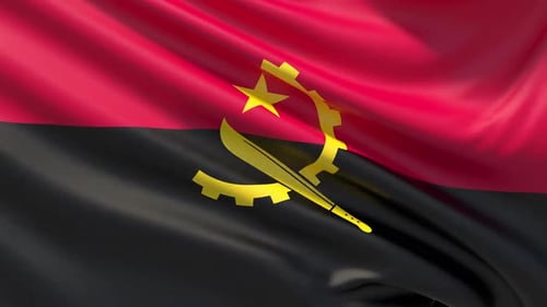 Angola National Flag Waving in Realistic Fabric Loop