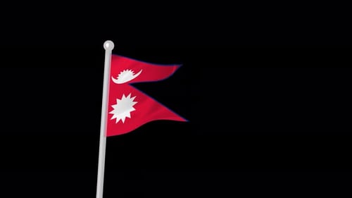 Flagge Nepals fliegender animierter schwarzer Hintergrund