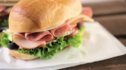 Close-up of a Delicious Deli Sandwich with Meat