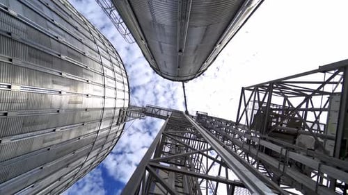Large industrial plant with storage tanks.