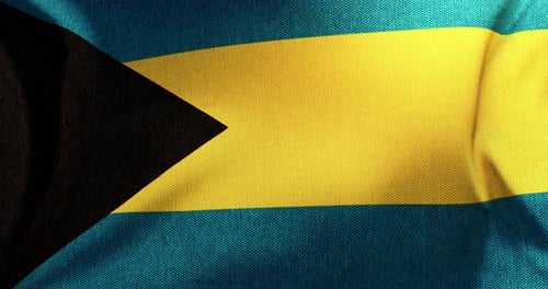 Realistic Waving Bahamas National Flag Fabric Animation Loop