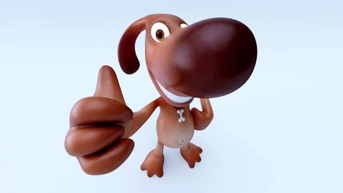 Brown Cartoon Dog Character Thumbs Up Animation