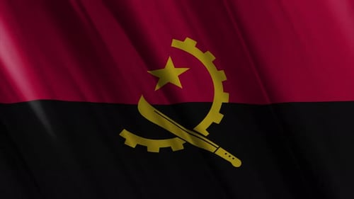 Dynamic Angolan Flag Waving Textured Fabric Animation