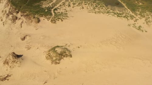 Drone Over Grass Landscape To Of Hjorring Denmark