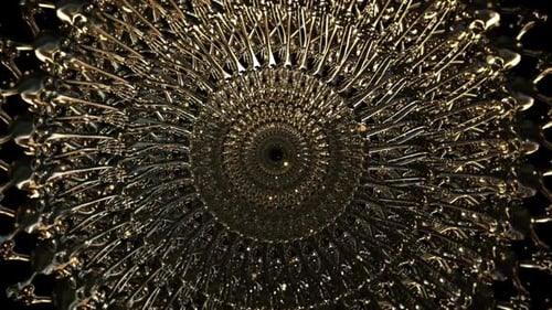 Golden Abstract Tunnel Loop with Shimmering Particles