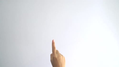 Hand Points Index Finger on White Background