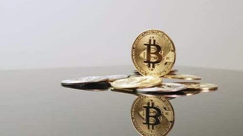 Close Up Shot of Shiny Cryptocurrency Coins