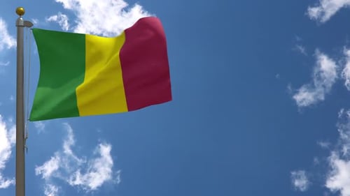 Bandera del Departamento del Quindío (Colombia) en asta de bandera