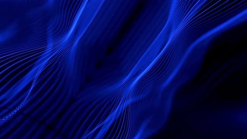 Abstract Blue Wavy Particle Lines Flowing Digital Background