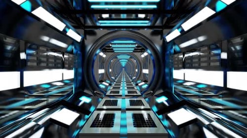 Seamless Futuristic Sci-Fi Tunnel Loop Animation