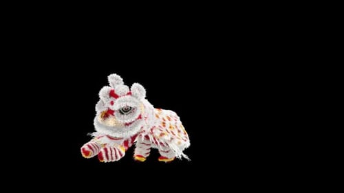 Dynamic Chinese Lion Dance Character Performing For Festive Celebrations