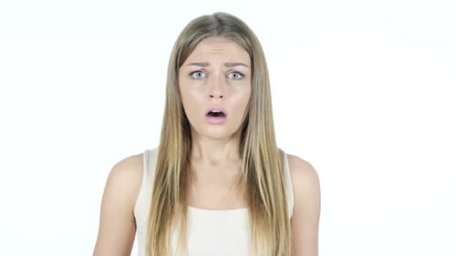 Woman in Shock,, White Background