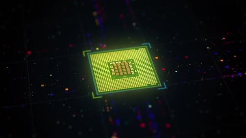 A computer CPU processor with data flow