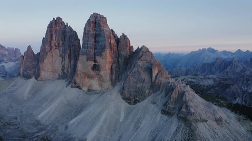 Majestic Mountains at Sunrise Aerial View