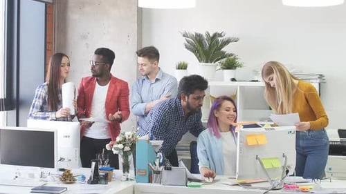 Young Multyethnic People Attending a Refresher Art Course in Urban Loft Studio Background.