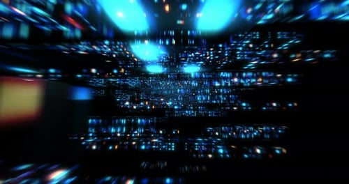 Futuristic Digital Data Stream Tunnel Background Loop