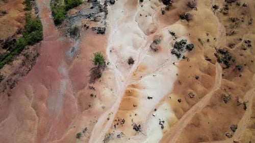 Aerial view red clay soil